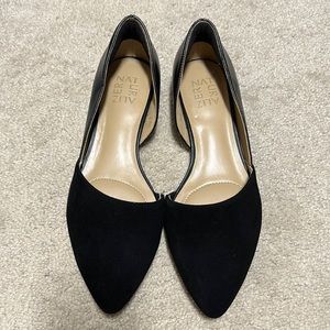 Naturalizer Shoes Black Samantha Pointed Toe Leather Suede Flats, 7.5 wide 7.5w